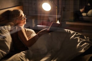 A woman with MS practices good sleep hygiene to improve her quality of life